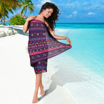 Purple Native Tribal Pattern Print Beach Sarong Wrap
