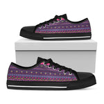 Purple Native Tribal Pattern Print Black Low Top Shoes