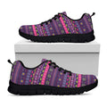 Purple Native Tribal Pattern Print Black Running Shoes