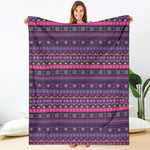 Purple Native Tribal Pattern Print Blanket