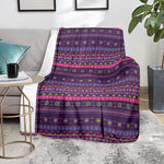 Purple Native Tribal Pattern Print Blanket