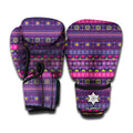 Purple Native Tribal Pattern Print Boxing Gloves