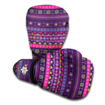 Purple Native Tribal Pattern Print Boxing Gloves