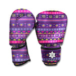 Purple Native Tribal Pattern Print Boxing Gloves