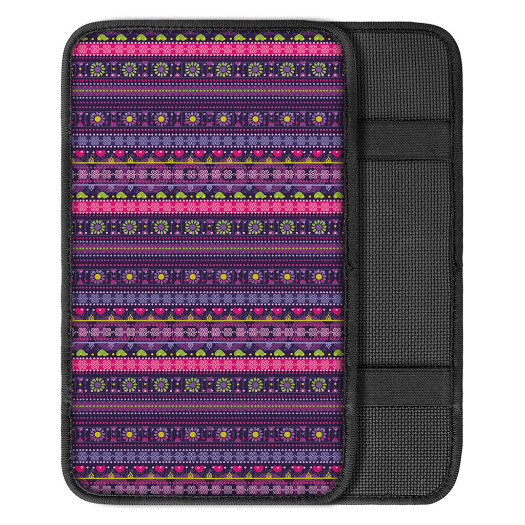 Purple Native Tribal Pattern Print Car Center Console Cover