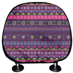 Purple Native Tribal Pattern Print Car Headrest Covers