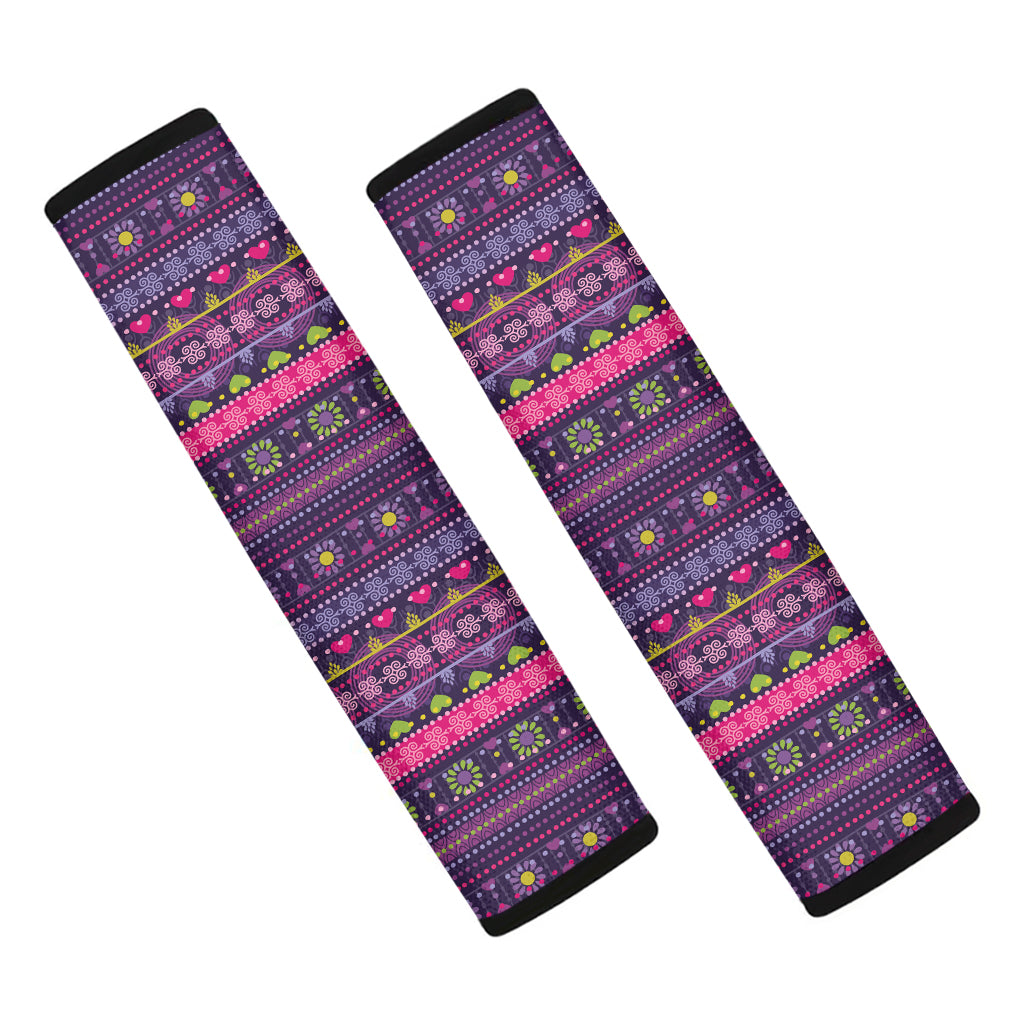 Purple Native Tribal Pattern Print Car Seat Belt Covers