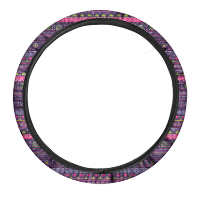 Purple Native Tribal Pattern Print Car Steering Wheel Cover