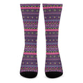 Purple Native Tribal Pattern Print Crew Socks