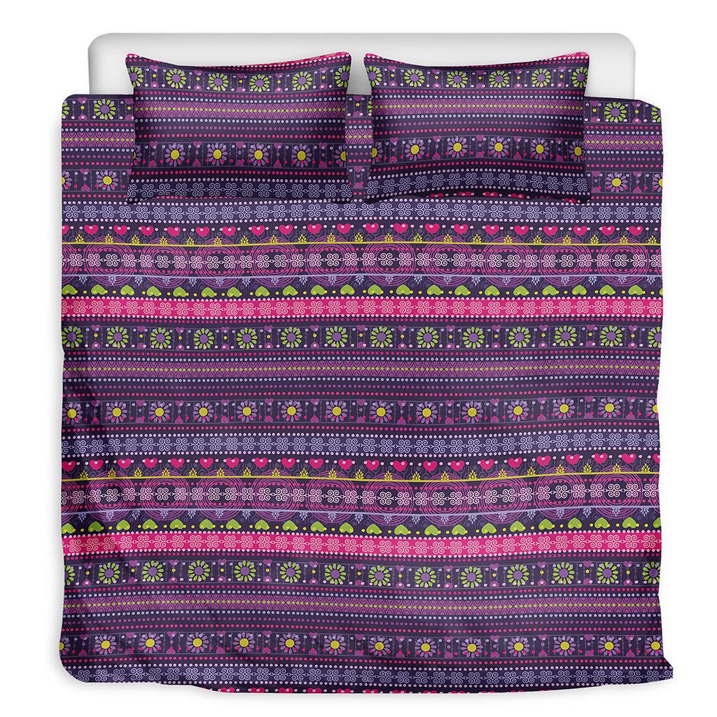 Purple Native Tribal Pattern Print Duvet Cover Bedding Set