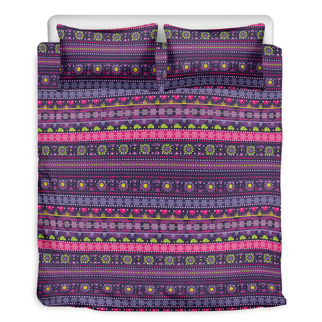 Purple Native Tribal Pattern Print Duvet Cover Bedding Set