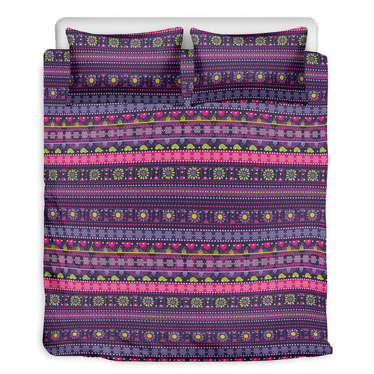 Purple Native Tribal Pattern Print Duvet Cover Bedding Set