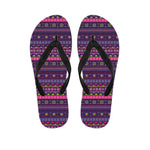 Purple Native Tribal Pattern Print Flip Flops