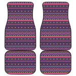Purple Native Tribal Pattern Print Front and Back Car Floor Mats
