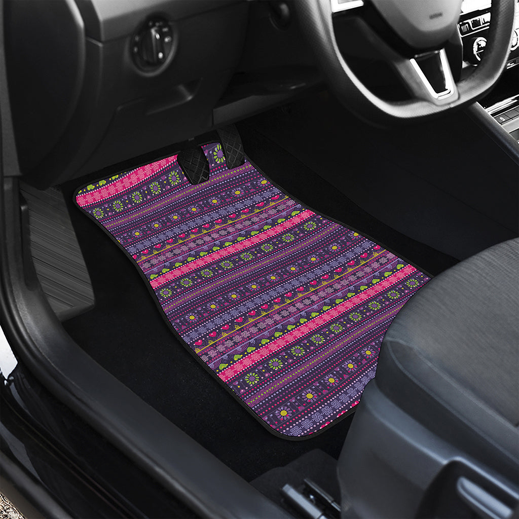Purple Native Tribal Pattern Print Front and Back Car Floor Mats