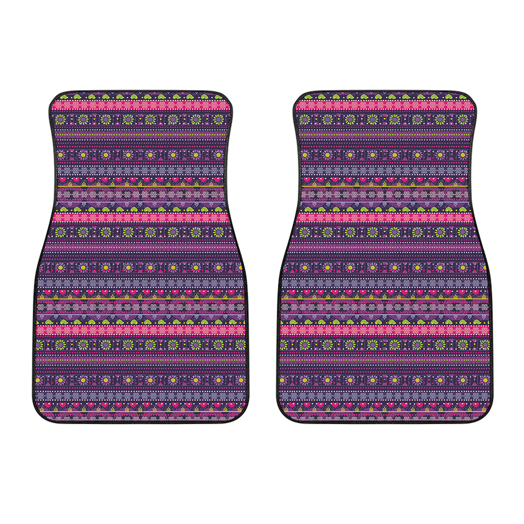 Purple Native Tribal Pattern Print Front Car Floor Mats