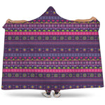 Purple Native Tribal Pattern Print Hooded Blanket