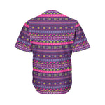 Purple Native Tribal Pattern Print Men's Baseball Jersey