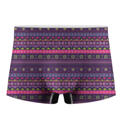 Purple Native Tribal Pattern Print Men's Boxer Briefs