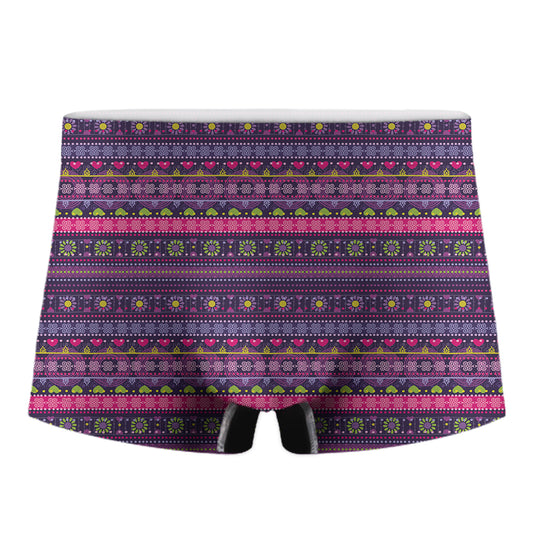 Purple Native Tribal Pattern Print Men's Boxer Briefs
