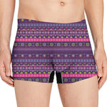Purple Native Tribal Pattern Print Men's Boxer Briefs