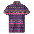 Purple Native Tribal Pattern Print Men's Short Sleeve Shirt