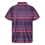 Purple Native Tribal Pattern Print Men's Short Sleeve Shirt