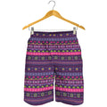 Purple Native Tribal Pattern Print Men's Shorts