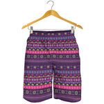 Purple Native Tribal Pattern Print Men's Shorts