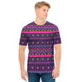 Purple Native Tribal Pattern Print Men's T-Shirt