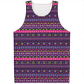 Purple Native Tribal Pattern Print Men's Tank Top