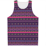 Purple Native Tribal Pattern Print Men's Tank Top