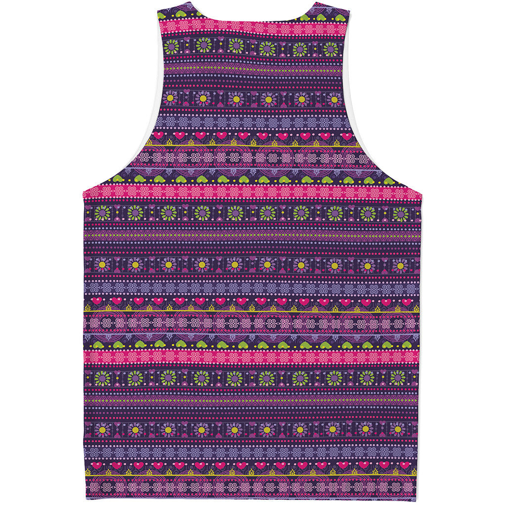 Purple Native Tribal Pattern Print Men's Tank Top