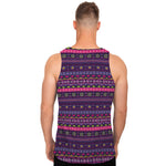 Purple Native Tribal Pattern Print Men's Tank Top
