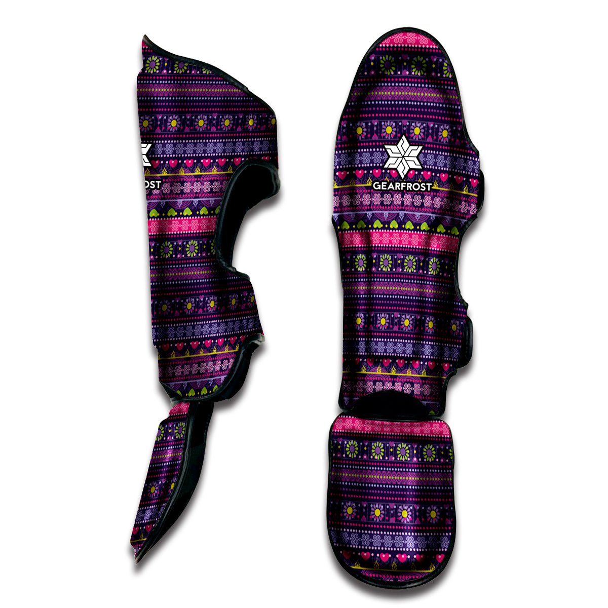 Purple Native Tribal Pattern Print Muay Thai Shin Guard