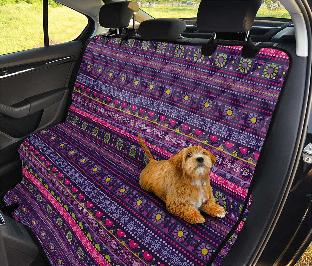 Purple Native Tribal Pattern Print Pet Car Back Seat Cover