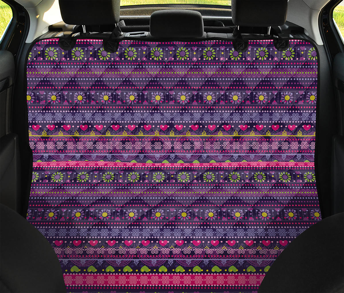 Purple Native Tribal Pattern Print Pet Car Back Seat Cover