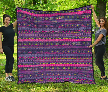 Purple Native Tribal Pattern Print Quilt