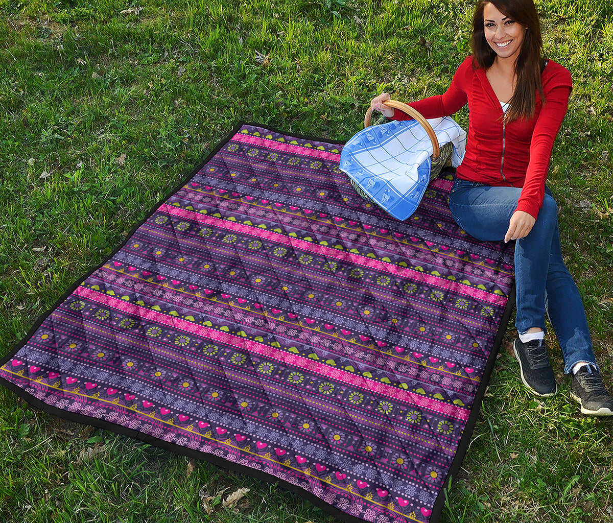 Purple Native Tribal Pattern Print Quilt