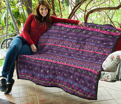 Purple Native Tribal Pattern Print Quilt