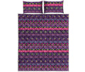 Purple Native Tribal Pattern Print Quilt Bed Set