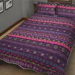 Purple Native Tribal Pattern Print Quilt Bed Set