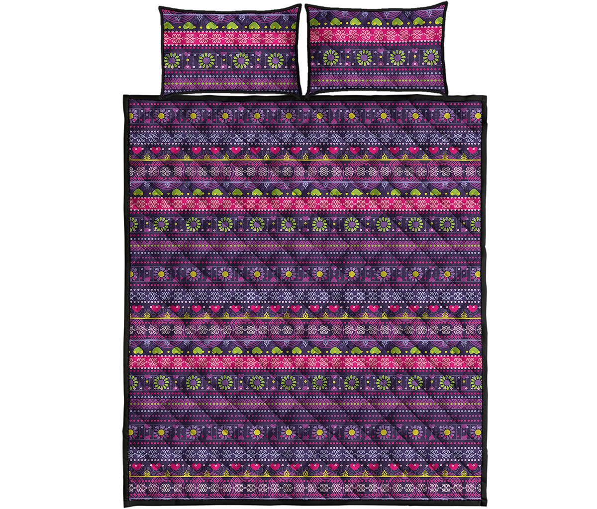 Purple Native Tribal Pattern Print Quilt Bed Set
