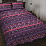 Purple Native Tribal Pattern Print Quilt Bed Set