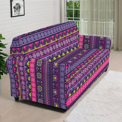 Purple Native Tribal Pattern Print Sofa Cover