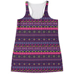 Purple Native Tribal Pattern Print Women's Racerback Tank Top