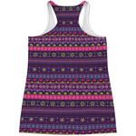 Purple Native Tribal Pattern Print Women's Racerback Tank Top