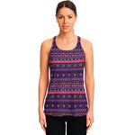 Purple Native Tribal Pattern Print Women's Racerback Tank Top