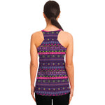 Purple Native Tribal Pattern Print Women's Racerback Tank Top