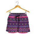 Purple Native Tribal Pattern Print Women's Shorts